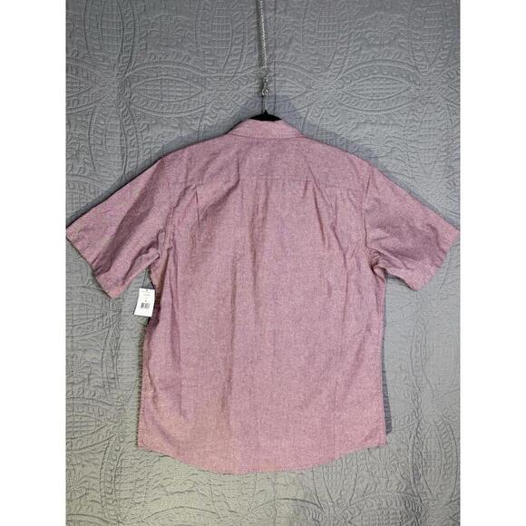 Wrangler Shirt Men Large L Short Sleeve Button Front Oxford NWT Cranberry Red - Picture 2 of 9